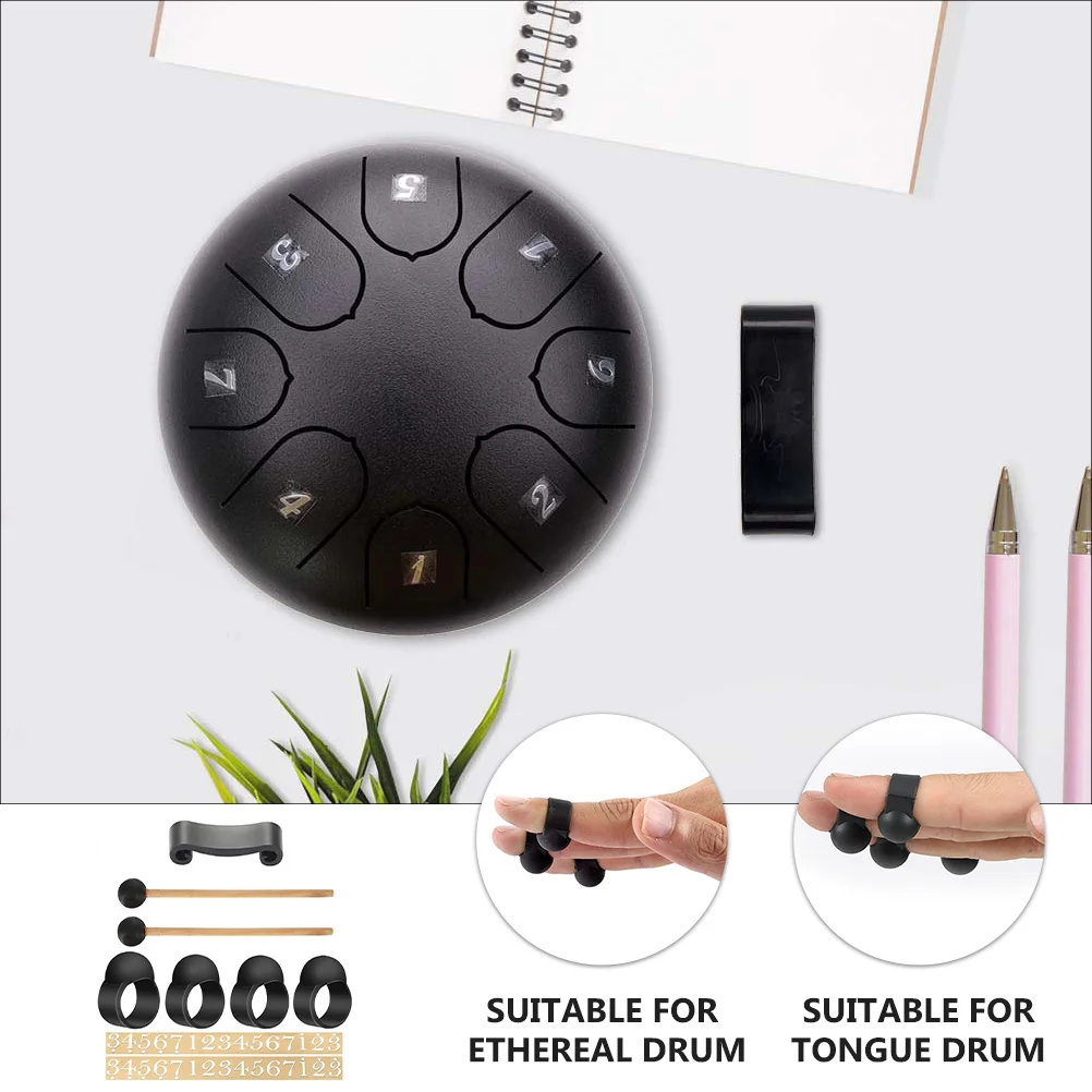 

Tongue Drum Finger Sleeve Set Steel Accessories Noise Reducing Silicone Picks Mallet Holder Note Sticker Handpan Drum Cover