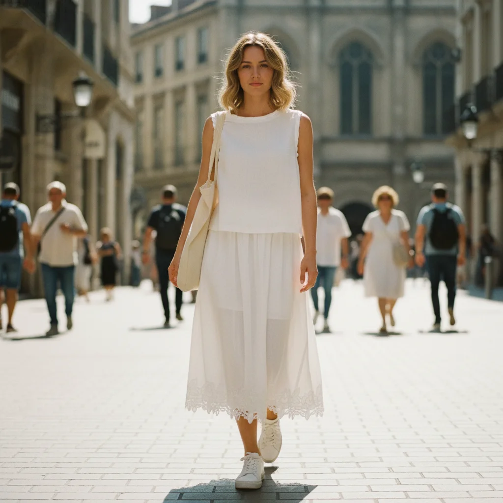 Ladies Elegant Skirt High Waist Midi Length Skirt for Everyday Style Chic Crop Top for Women Sleeveless Summer Outfit BE0821