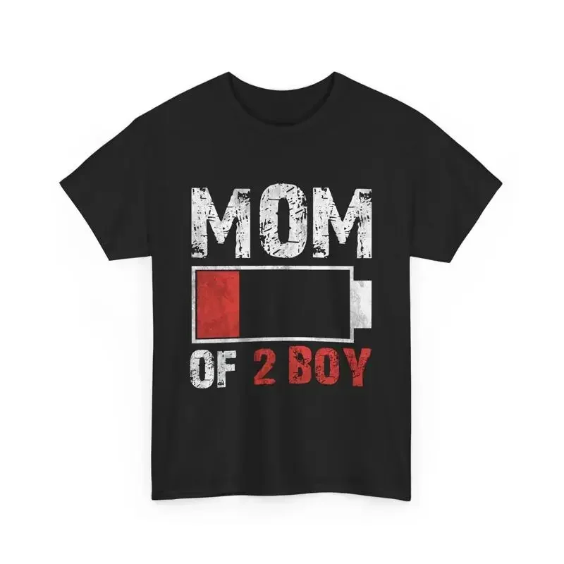 Mom of 2 Boys Battery Low Mama Mother's Day Vintage T Shirt