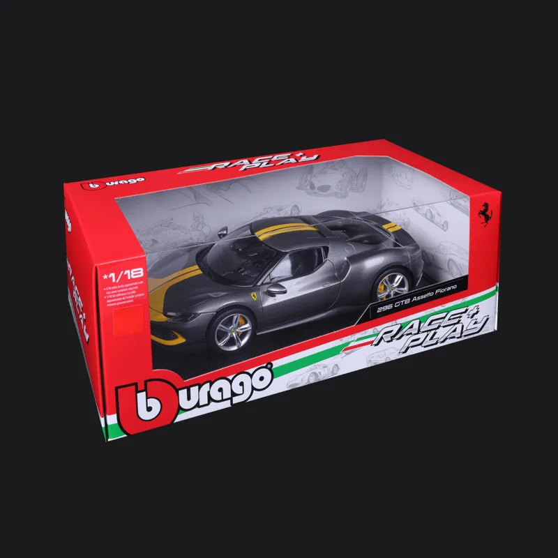 Bburago 1:18 Ferarri 296 GTB coche modelo Ferrari 296 GTB Assetto Fiorano coche de aleación FERRARI coche deportivo fundido a presión juguete para regalo de carreras