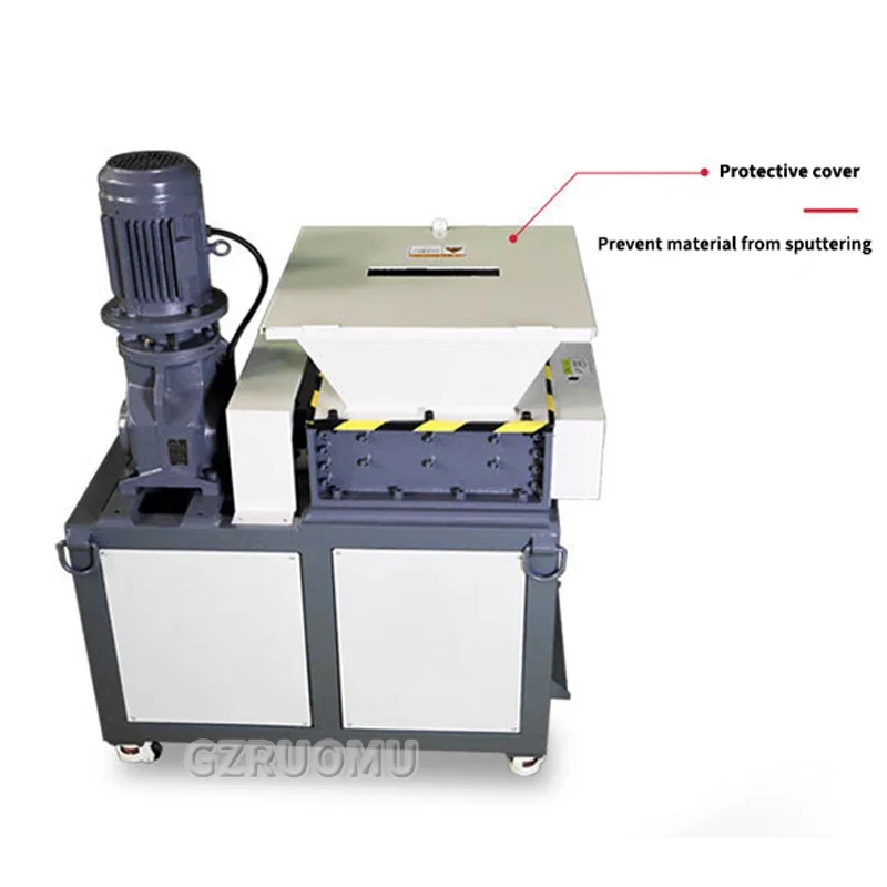 Large Electric Crusher 220V Single Motor Two-axis Universal Tires Plastic Wood Scrap Metal Removable Impact Shredder 4000W