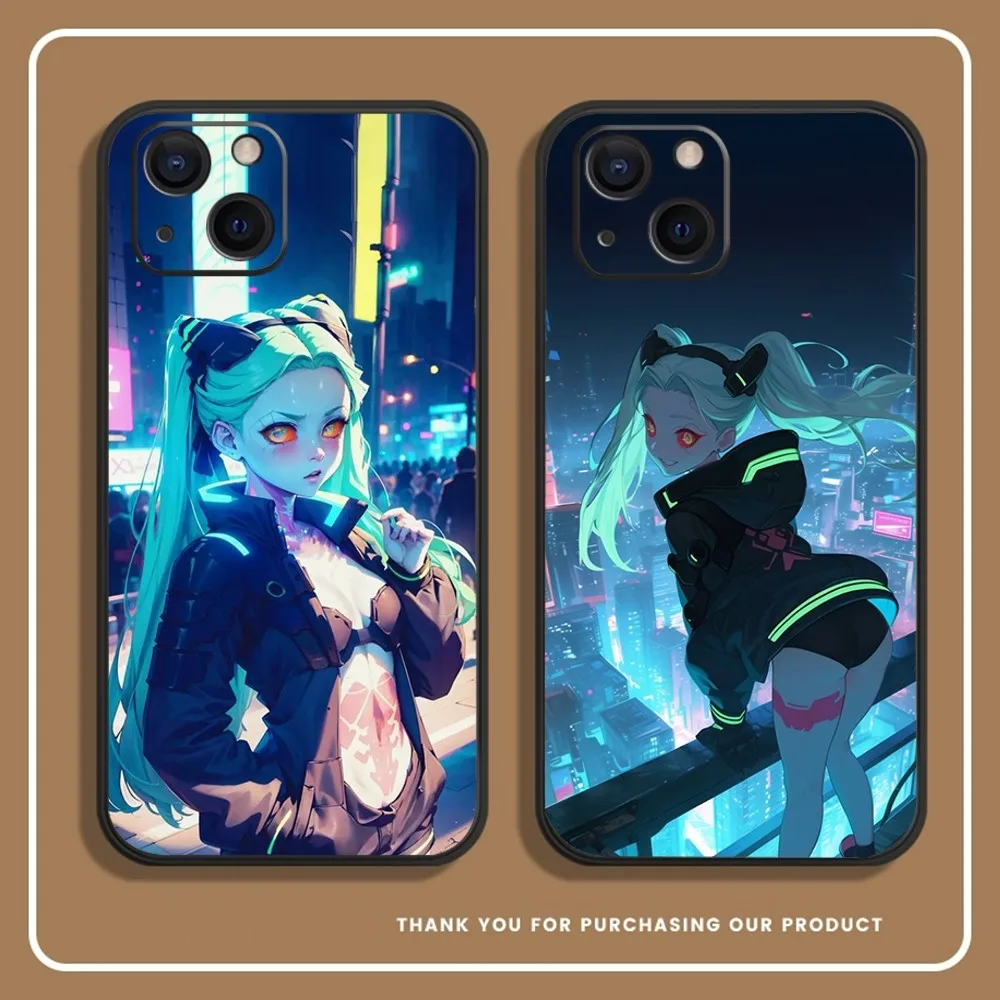 Rebecca C-Cyberpunk E-Edgerunners Phone Case For iPhone 14,13,12 Mini 11 Pro XR,X,XS,MAX 6S,7,8 Plus Silicone Cover Soft black