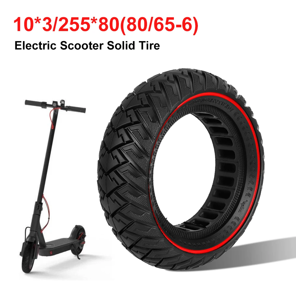 10-inch Rlectric Scooter Solid Tire Tubeless Off-Road Tire 10*3/255*80 Explosion-Proof Red Wing Pattern Scooter Accessories