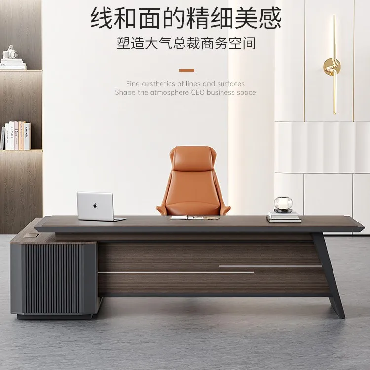 High end minimalist modern light luxury desk, file cabinet furniture, complete set of desk and chair combinations