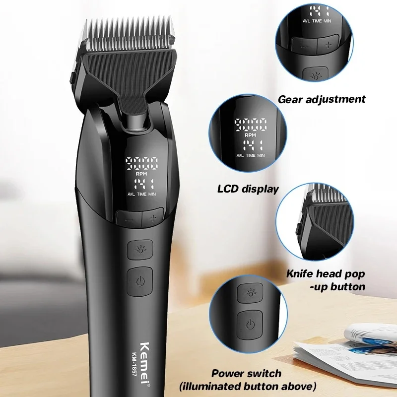 Kemei 1857 Professional Pet Dog Grooming Clipper Electric Rechargeable Cat Hair Shaver Dog Hair Trimmer 10W Animal Hair Clipper gallery 1