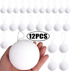 12/6Pcs Foam Balls White Christmas Tree Hanging Ornaments Globe Home Garden Party Xmas Decoration Round Spheres Supplies