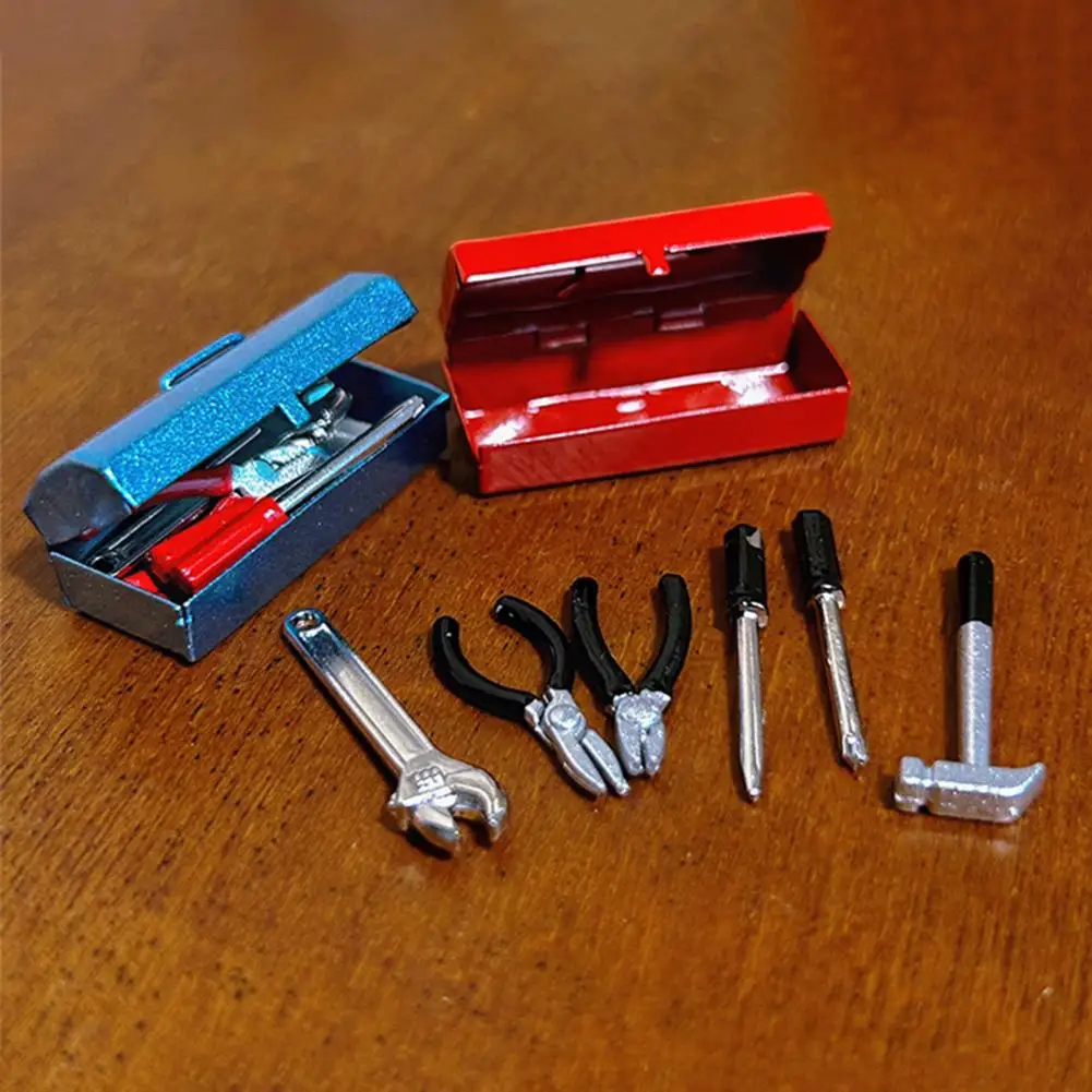 Mini Doll Mansion Tools Miniature Dolls House Tools Set for Pretend Play Metal Home Repair Multi-tool Model