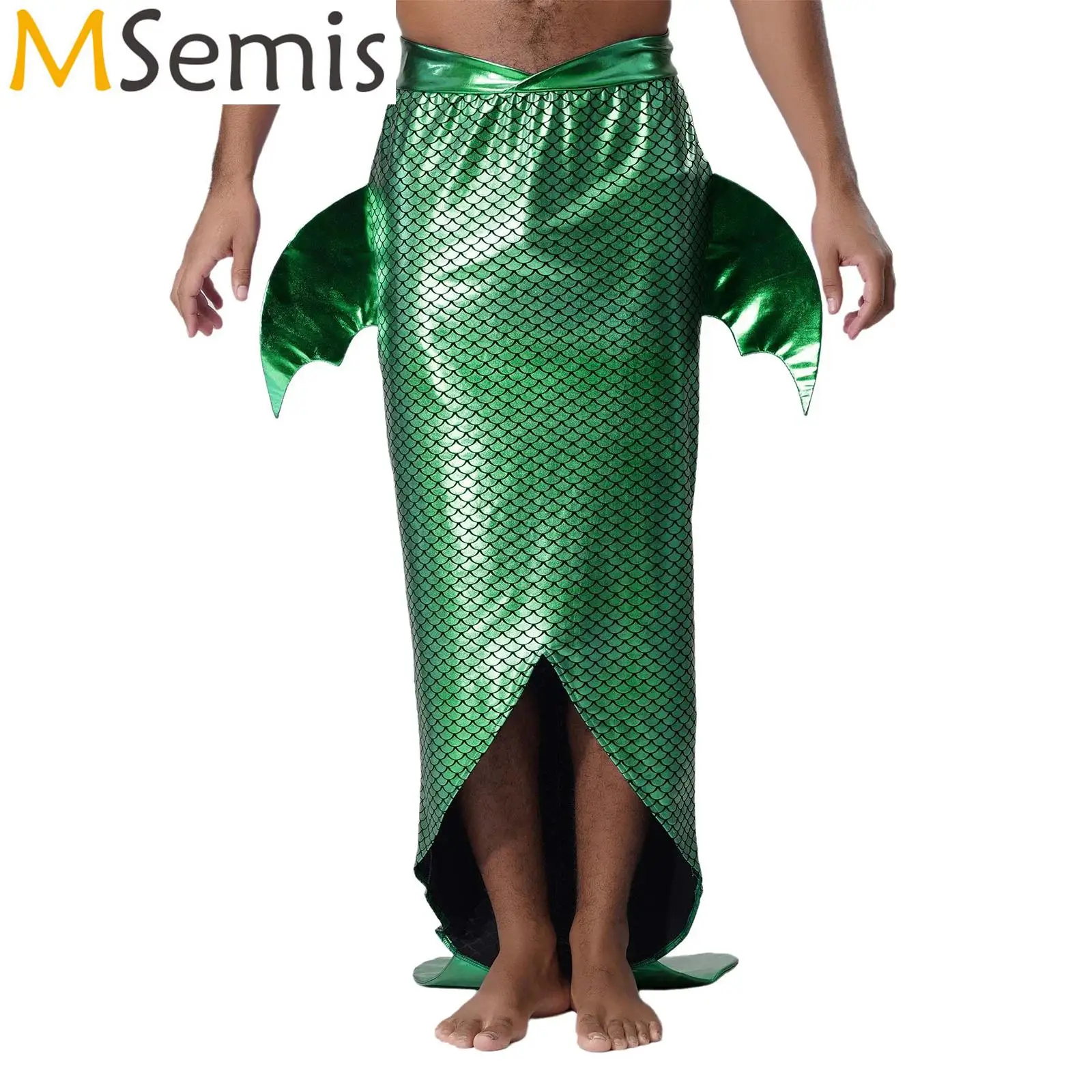 

Мужская облегающая длинная юбка макси с рыбьим хвостом, маскарадная одежда для ролевых игр, карнавальный костюм русалки для косплея на Хэллоуин