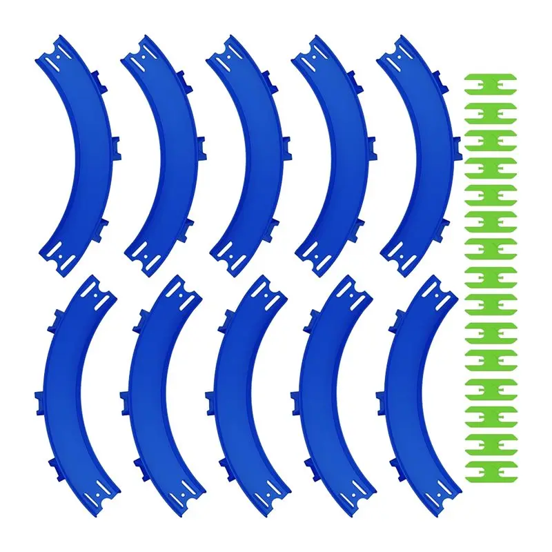 A63T-High-Banked 90-Degree Curve Track Pieces For Hot Wheels 10-Pack 15 Connectors Bulk Extension 1:64 Scale Racing Turn