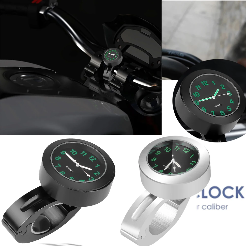 Universal 7/8 Waterproof Chrome Motorcycle Bike Handlebar Mount Quartz Clock Watch Aluminum Luminous Clock Moto Accessories