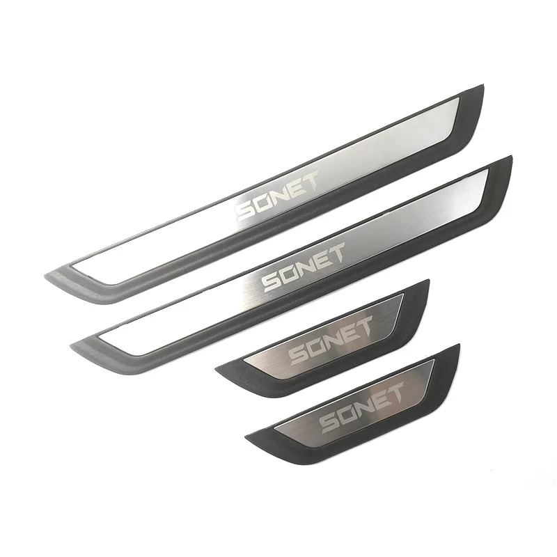 4Pcs/Lot ABS Stainless Steel For 2021-2023 KIA SONET Door Sill Pedal Welcome Scuff Plate Decoration Cover