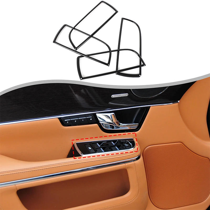 

4Pcs ABS black For Jaguar XJ 2010-2019 car glass lifting frame decorative sticker car interior protection accessories