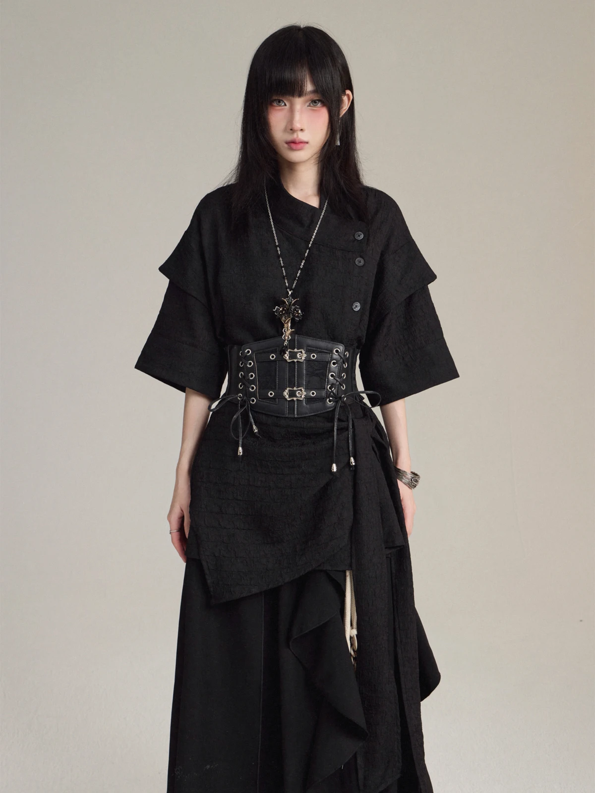 

Оригинальный дизайн, новая китайская блузка с бантом, свободный крой, женский летний топ FG72, асимметричный с узлом