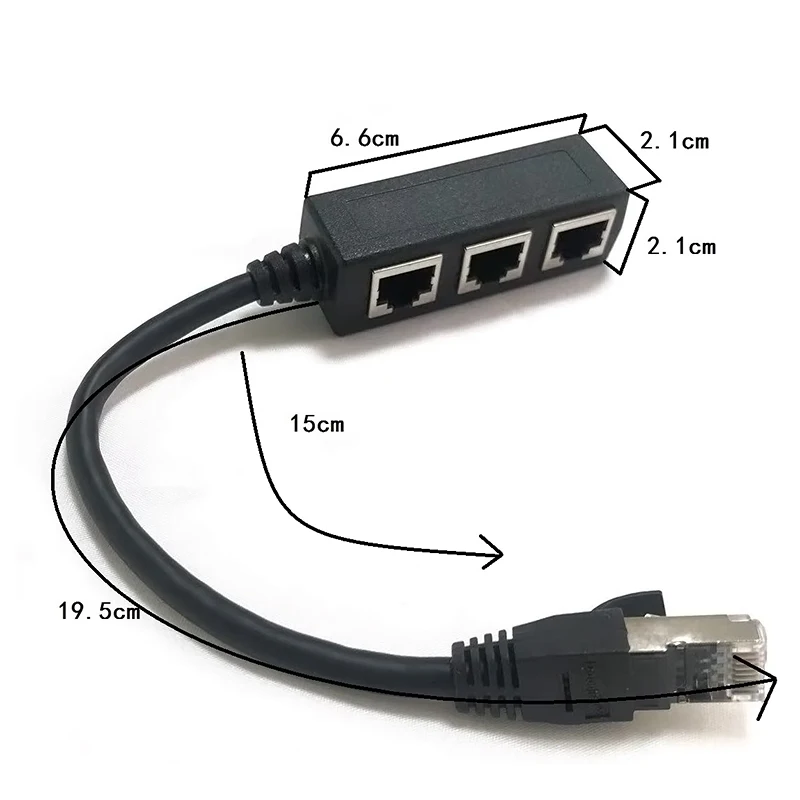 Rj45 Ethernet Kabel Splitter Netwerk Adapter,Ethernet Splitter 1 Tot 3 Kabel Geschikt Super Lan Ethernet Connector Adapter Cat 6