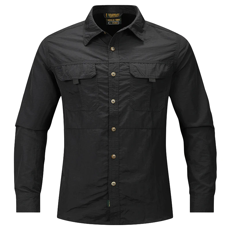 2024 Nieuwe Zomer Cargo Shirts Voor Mannen Lange Mouw 2 Pocket Shirt Outdoor Casual Colthing Effen Kleur sneldrogende Tops Overshirt