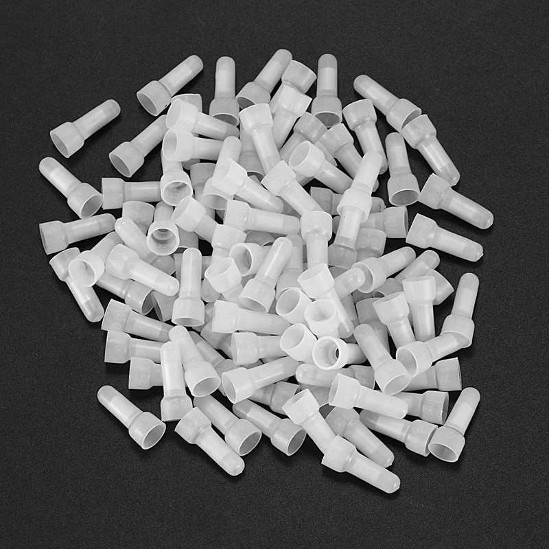 400Pcs 22-16 GA AWG Closed End Crimp Caps Splice Gauge Wire Connectors Terminals (White)