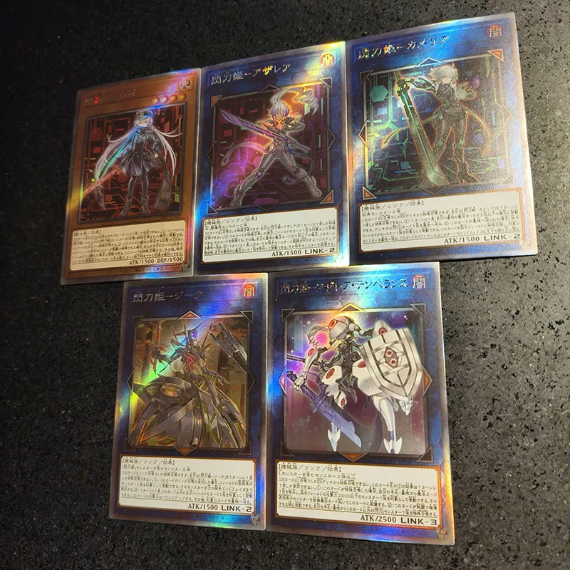 DIY Yu-Gi-Oh! Sky Striker Ace Strange Painting 5pcs Four Types of Flashes Anime Peripheral Game Collection Card Holiday Gift