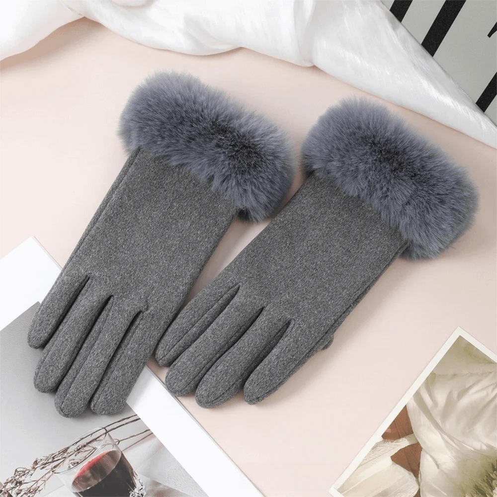 Solid Color Touch Screen Gloves Waterproof Thick Inner Full Finger Gloves Elastic Stretch Insulated Warm Windproof Gloves