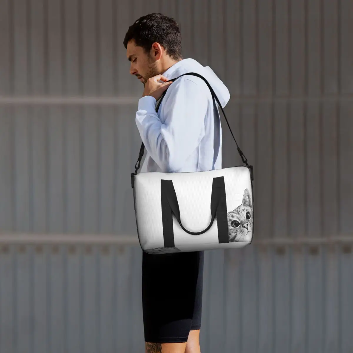 مخصص متستر القط حقيبة سفر الشاطئ سعة كبيرة حمل الحقائب لصالة الألعاب الرياضية اليوغا المرأة التسوق حقيبة كتف واق من المطر #4