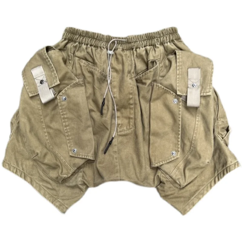 Ropa de trabajo informal funcional para hombre, pantalones cortos con bolsillos tridimensionales, ropa de abrigo holgada de cintura media para verano