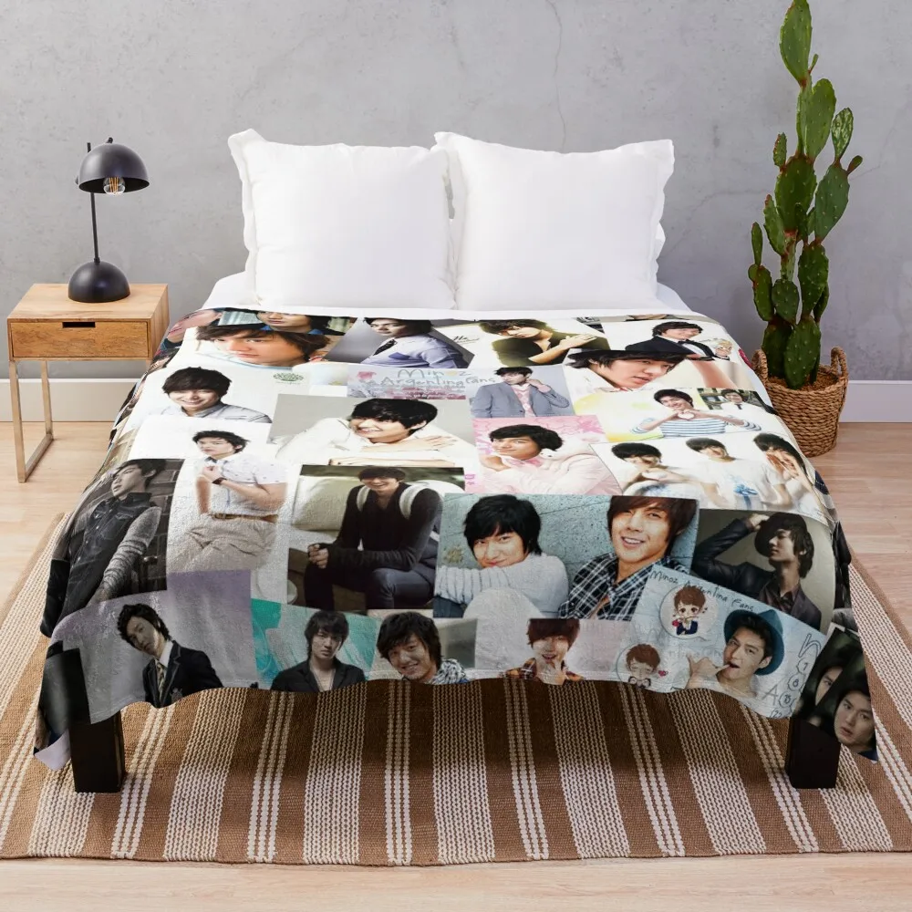 Lee Min Ho South Korean Actor Super Collage Throw Blanket Blankets For Baby Hair Blankets