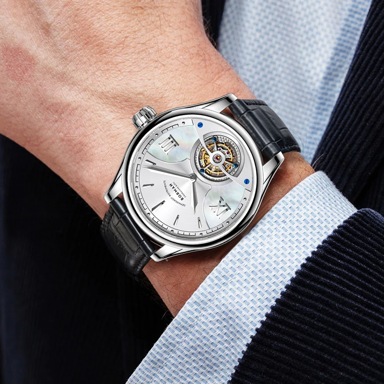 

BORMAN мужские автоматические часы 41,5 мм, лучший люксовый бренд, механические наручные часы с турбийоном, сапфировое зеркало, скелетонизированный циферблат