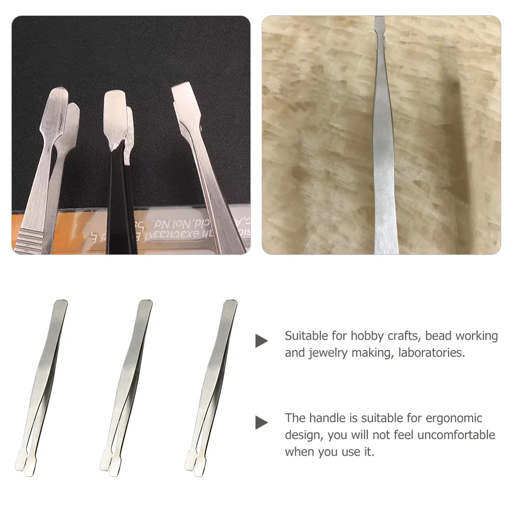 3 Pcs Clip Auxiliary Coin Tweezers Crafting Tongs Pluckers Precision Stamp Stainless Steel Work