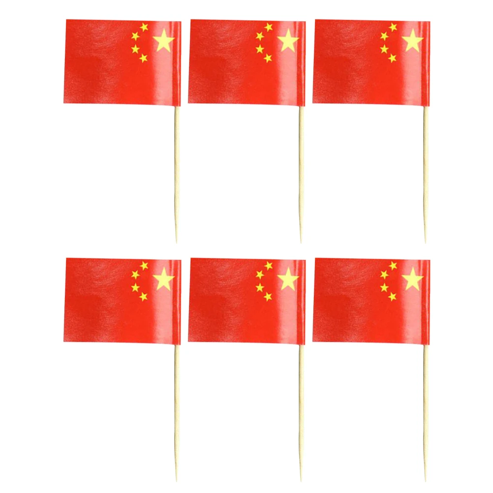 

400 Pcs Decorative Flag Toothpicks for Cupcakes National Disposable Food Wooden Cake Toppers Party Fruit Picks Reusable
