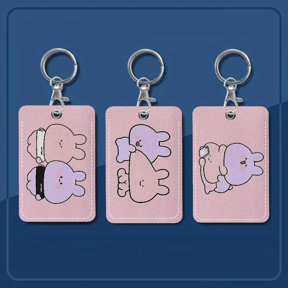 Asamimichaan Asleep Asamim Rectangle Keychain Card Holder, Badge Credit Card Holder, Student ID Card Holder, Bus Cards Cover