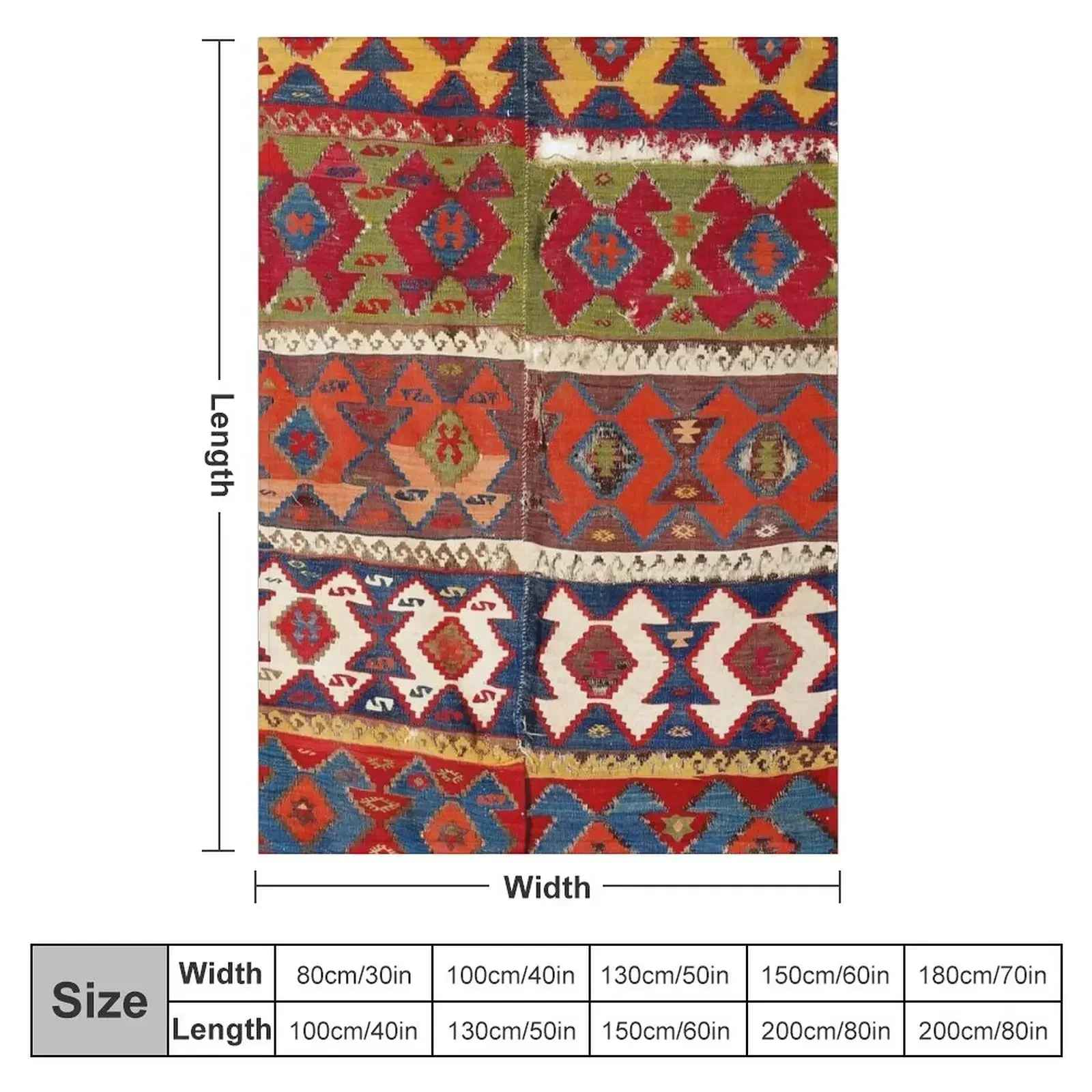 Mut Taurus Anatolian Kilim Print Throw Blanket couch cozy soft plush fuzzy picnic outdoor blanket