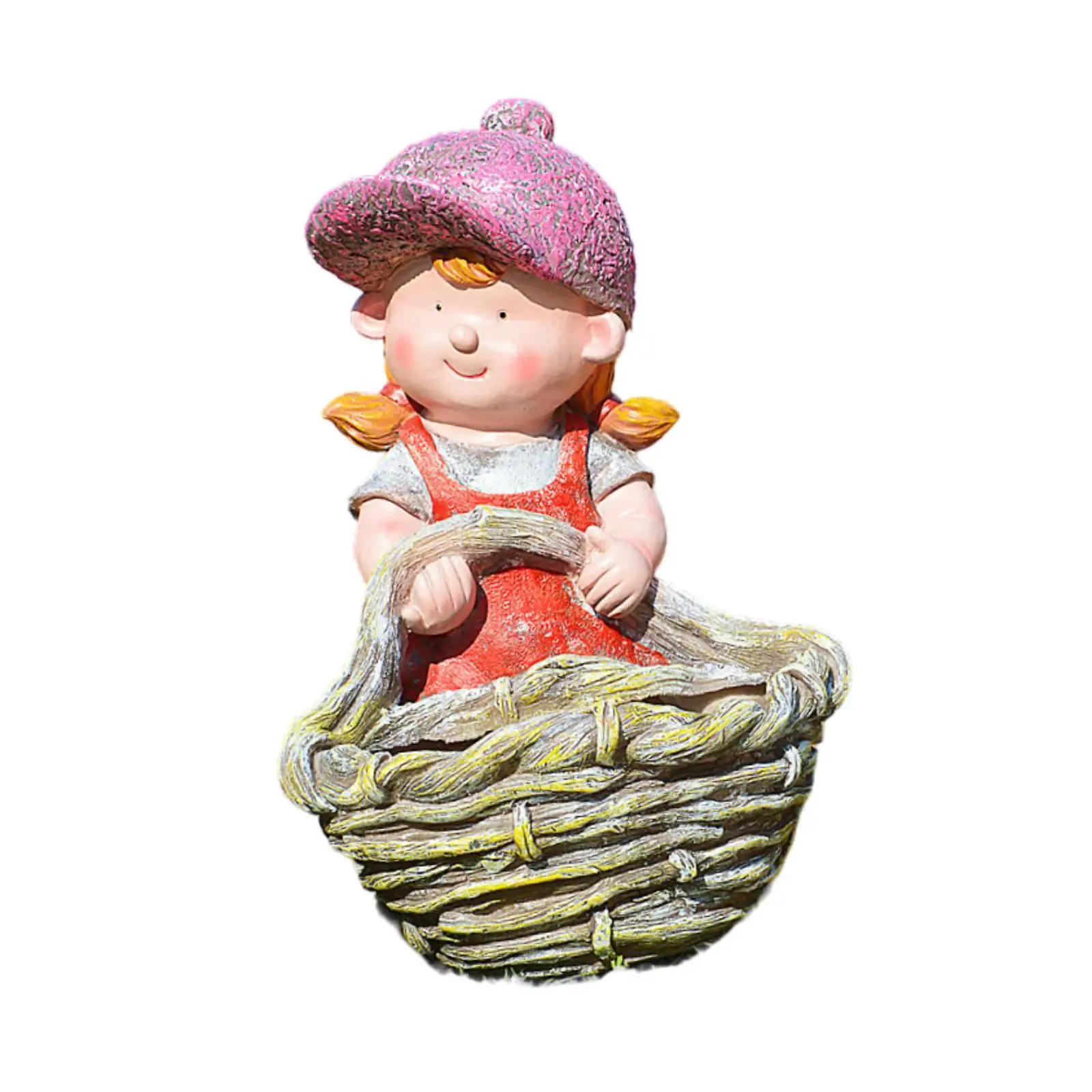 Creative Flower Pot Sculpture Tabletop Ornament for Living Room Bookshelf Desk Patio Balcony Cute Resin Planter with People