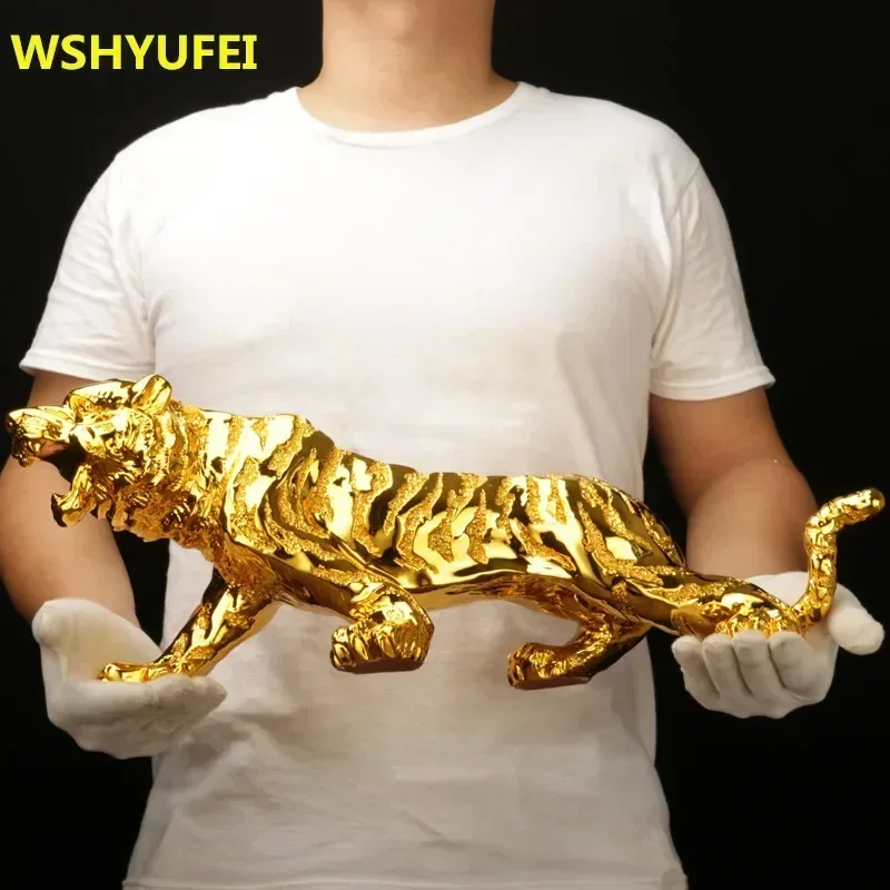 Modern Abstract Gold Panther Sculpture Geometric Resin Tiger Statue Wildlife Decor Gift Craft Ornament Accessories Furnishing