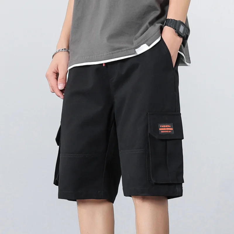 Pure Cotton Work Shorts for Men's Summer Thin Outerwear Trendy Casual Pants with Loose Fit and Sporty Shorts for Men's Pants
