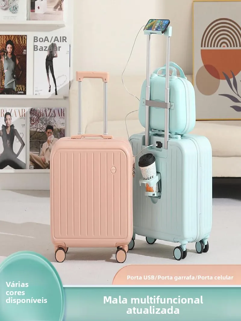 carry-on-suitcase-lightweight-multi-functional-travel-bag-18-inch-universal-wheels-men's-women's-password-lock-abs-pc