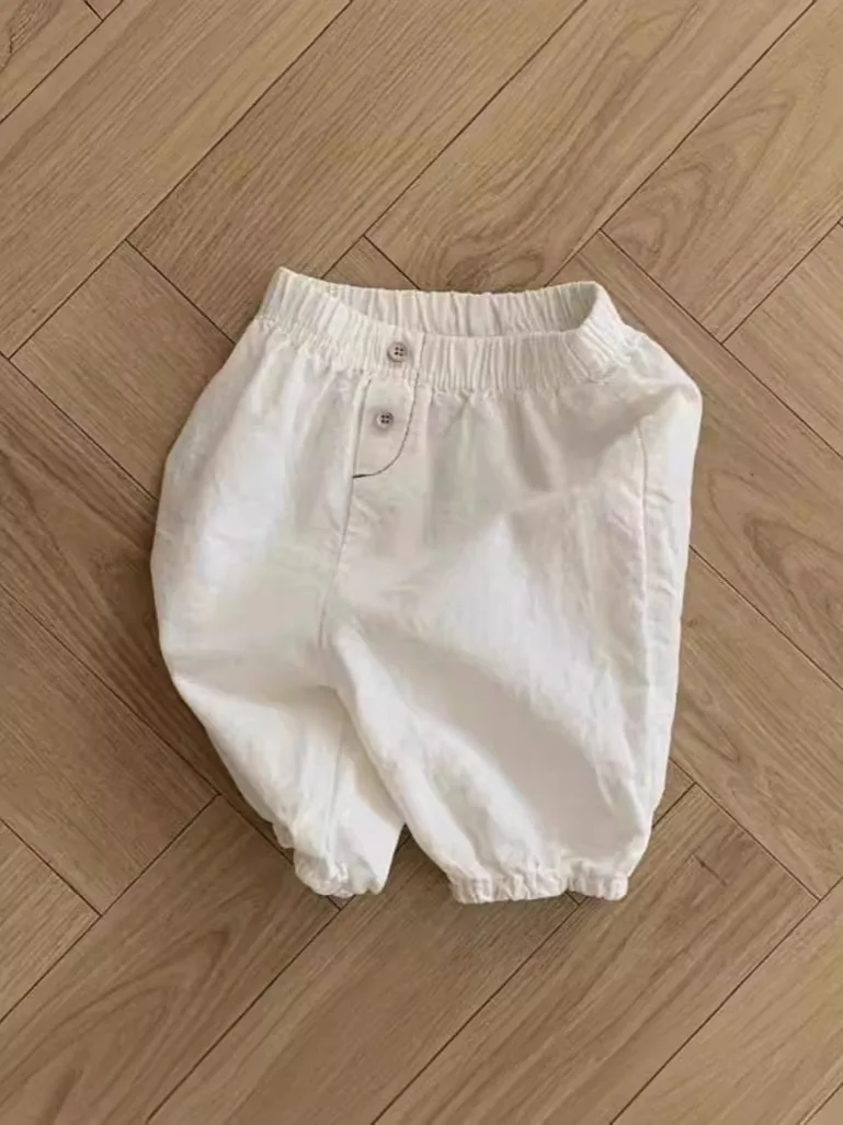 Summer New Baby Loose Trousers Cotton Infant Boy Girl Solid Comfortable Casual Pants Toddler Versatile Breathable Cropped Pants