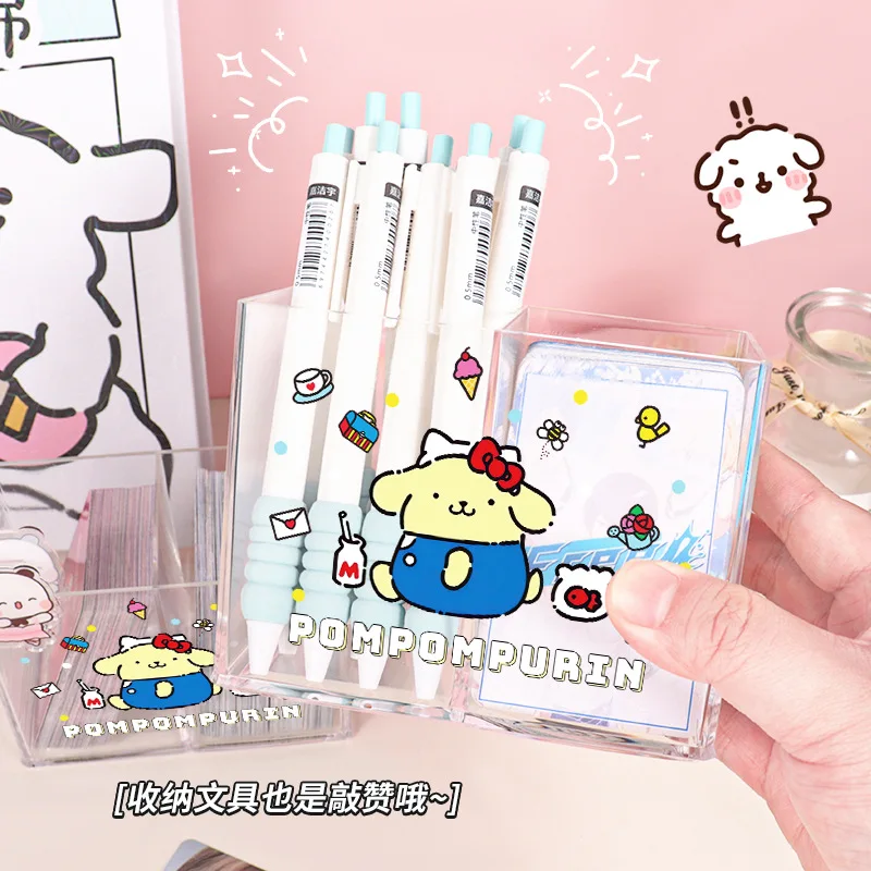 Sanrio-caja de almacenamiento de tarjetas de juego, soporte para bolígrafos de estudiante de dibujos animados, acrílico transparente, Kuromi, Hellokitty, Cinnamoroll