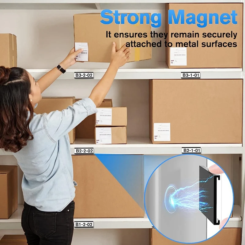 50 Pack Magnetic Label Holder C Channel Magnetic Labels, Magnetic Data Card Holder with Clear Plastic Protector-A28R