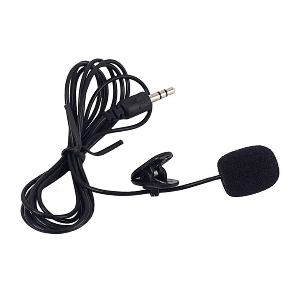 

Black Microphone Mini Portable Clip On Lavalier Mic for Smartphones Tablets 35mm Plug Recording Speech Interview Live