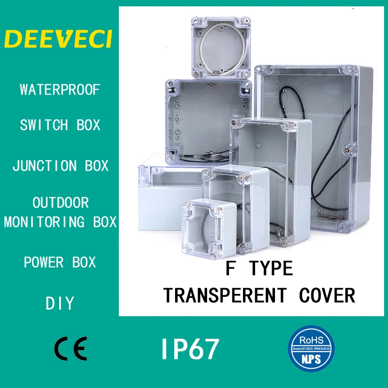 透明防水屋外プラスチックボックス,電子プロジェクトケース,電気接続ボックス,計器ハウジング