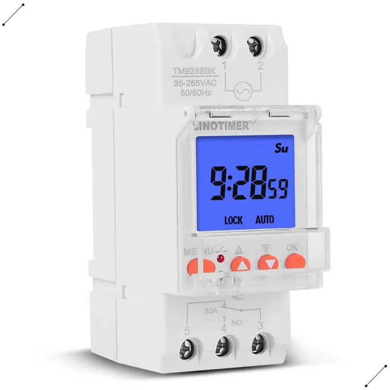 

SINOTIMER TM928SBKL Second Control Large Screen Display Replaceable ABS Timer Switch Backlight-85-265V 30A