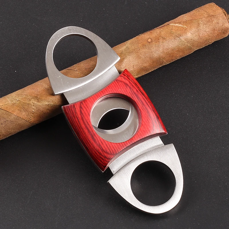 

Top Quality Mahogany Wood & Stainless Steel Cigar Cutter Double Blades Cigar Knife Cutter Accessories