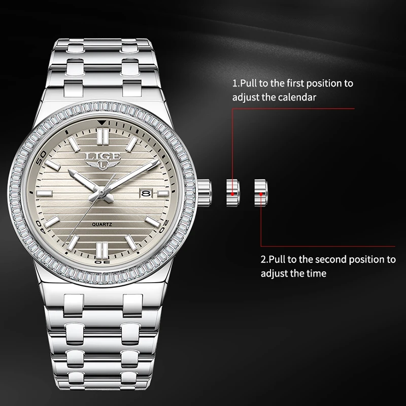 ساعة LIGE Fashion الجديدة للرجال مضيئة من أفضل العلامات التجارية الفاخرة ساعات رجالي بتقويم رجالي ساعات رياضية مقاومة للماء كوارتز هدية للأعمال