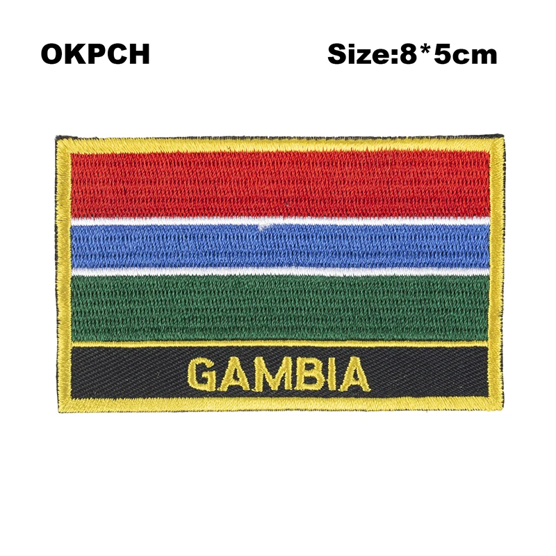 Gambia Flag Embroidery Patches Iron on Saw on Transfer patches Sewing Applications for Clothes in Home&Garden