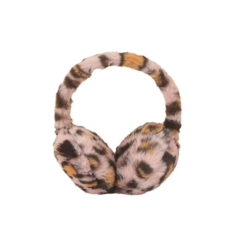 New Leopard Print Earmuffs for Warmth and Versatile Temperament, Plush Earmuffs for Ear Protection, Windproof Ear Tips