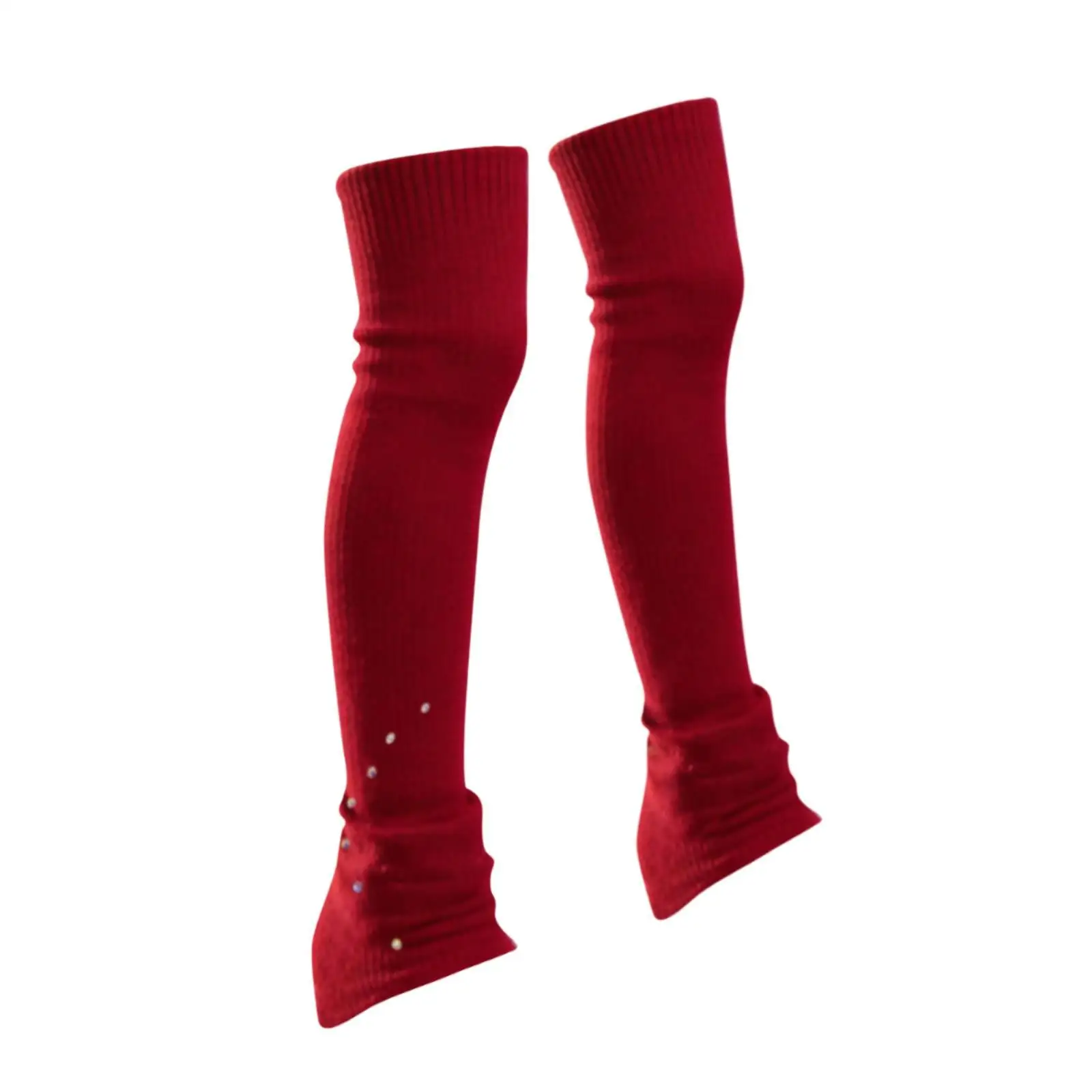 Footless Figure Skating Socks Ribbed Knitted Leg Warmers Full Coverage Boot Covers for Ice Skates Practice Performance