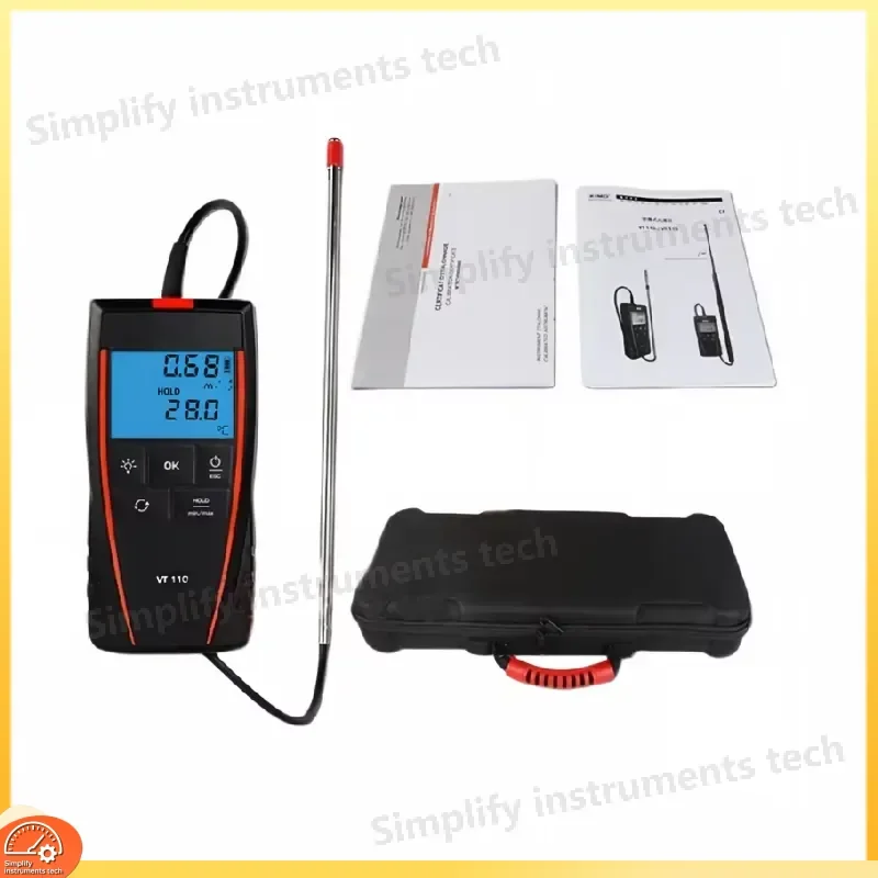 Portable Hot Wire Anemometer Digital Wind Speed Meter Temperature Gauge Air Flow Velocity Tester HVAC Tool VT110 VT115 KM