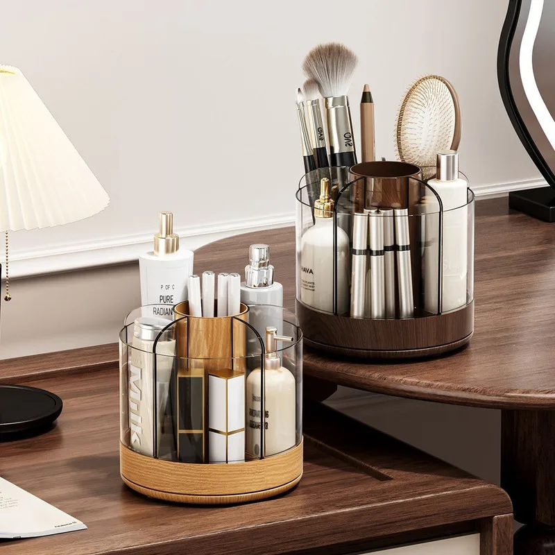 Desktop Rotating Makeup Organizer Cosmetic Storage Rack Tabletop Dressing Table Eyeshadow Brush Lipstick Box Pen Holder