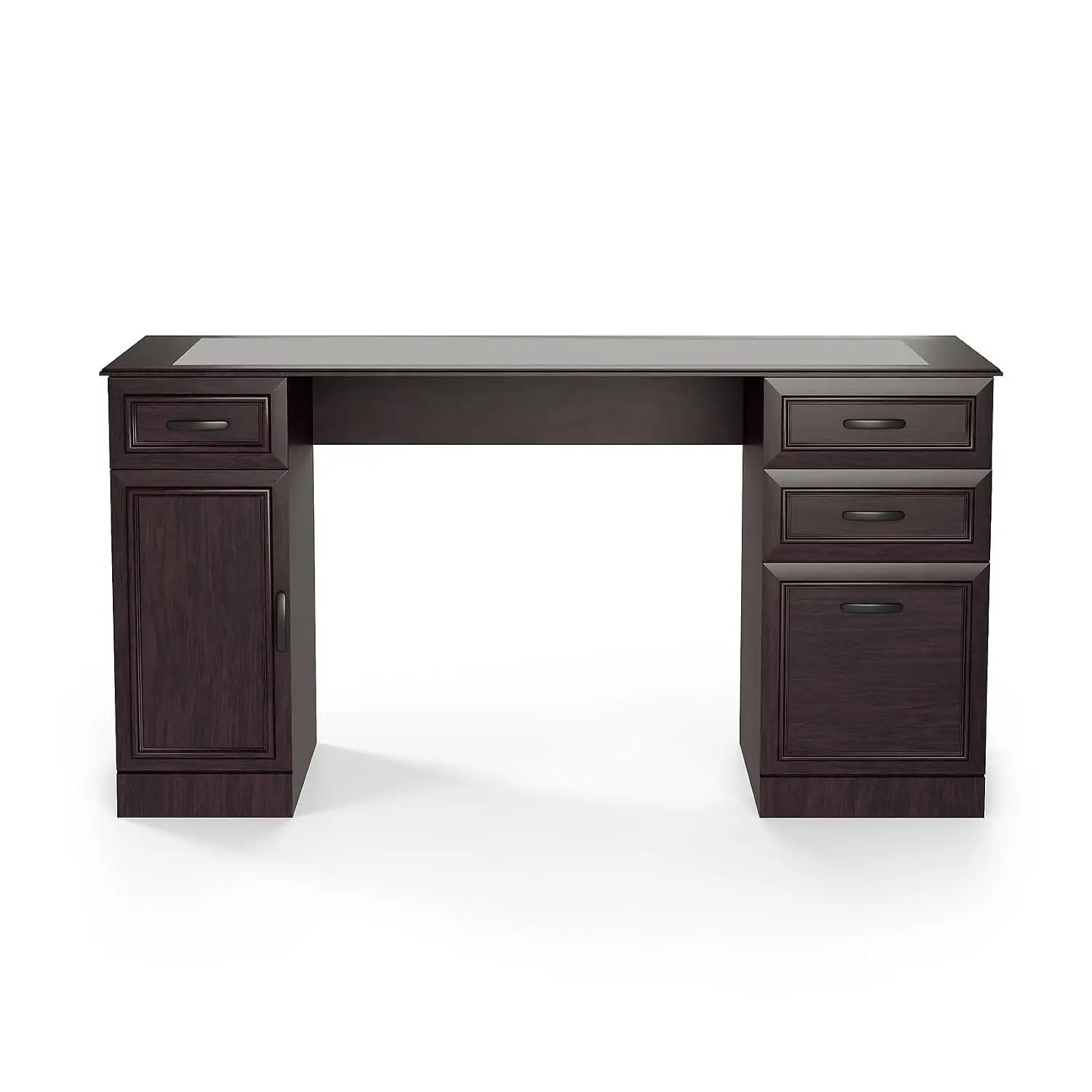 Double Pedestal Executive Office Desk with Storage Drawers & Spacious Worktop, 58.5 In, Cherry Finish, Customized