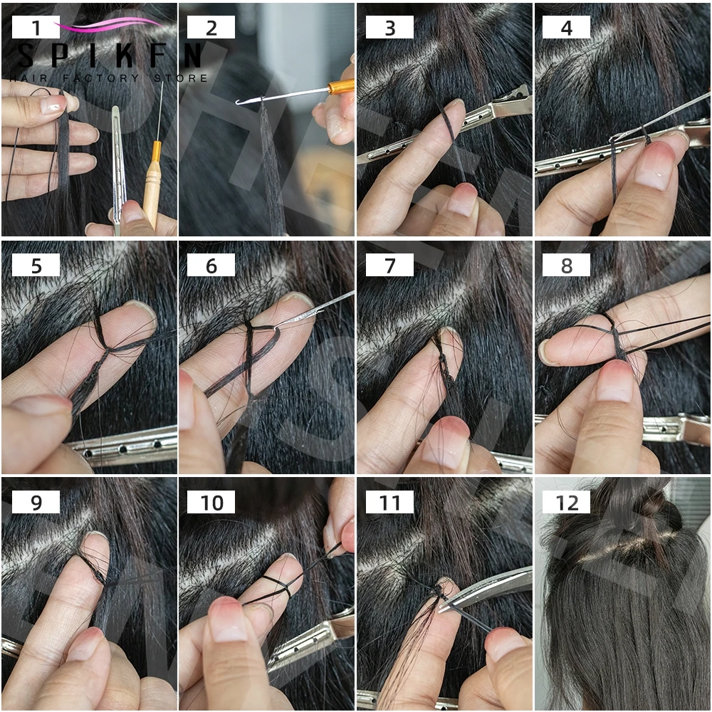 Ekstensi rambut manusia garis bulu 16 "-24" mesin sambungan mikro alami rambut asli Remy rajutan tangan 40 helai rambut bulu