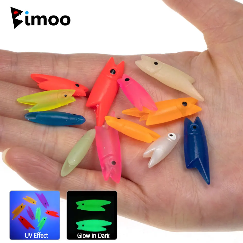 Bimoo 100 pçs 2cm 3cm luminoso silicone peixe cabeça diy sabiki equipamento material isca de pesca do mar para makerel branco equipamento de pesca